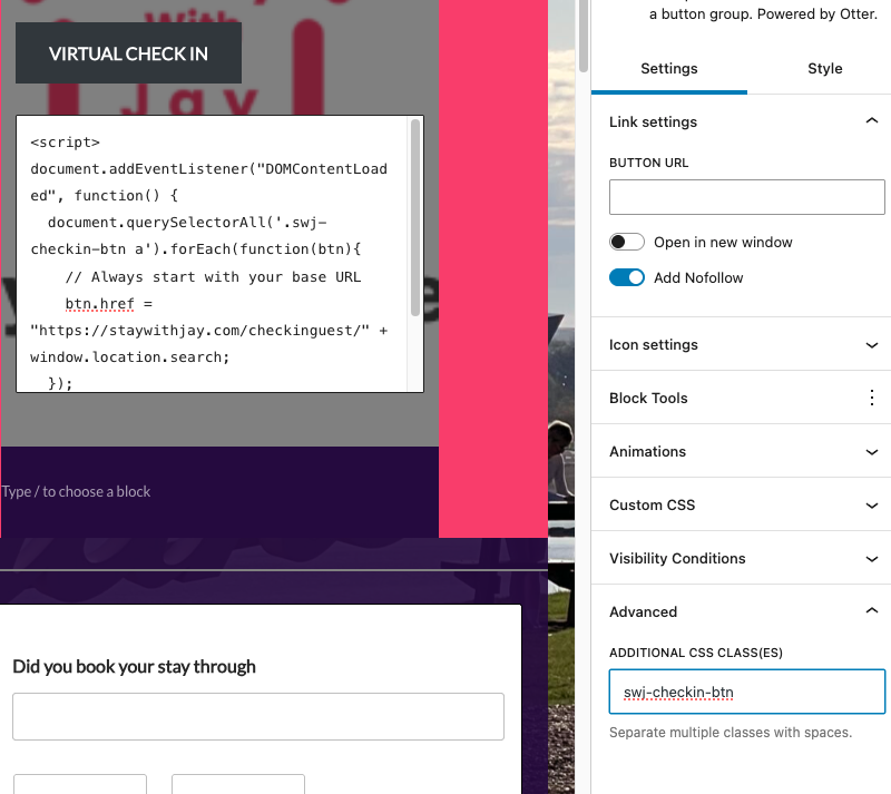 📝 How to Create a Dynamic Check-In Button (Query String Passthrough)