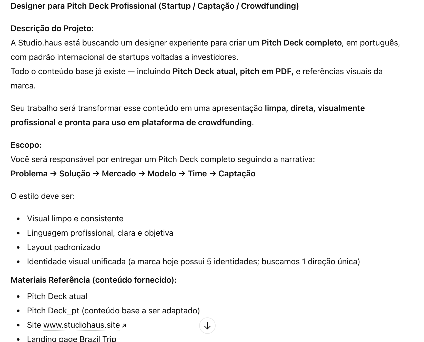 Designer para Pitch Deck Profissional (Startup / Captação / Crowdfunding)