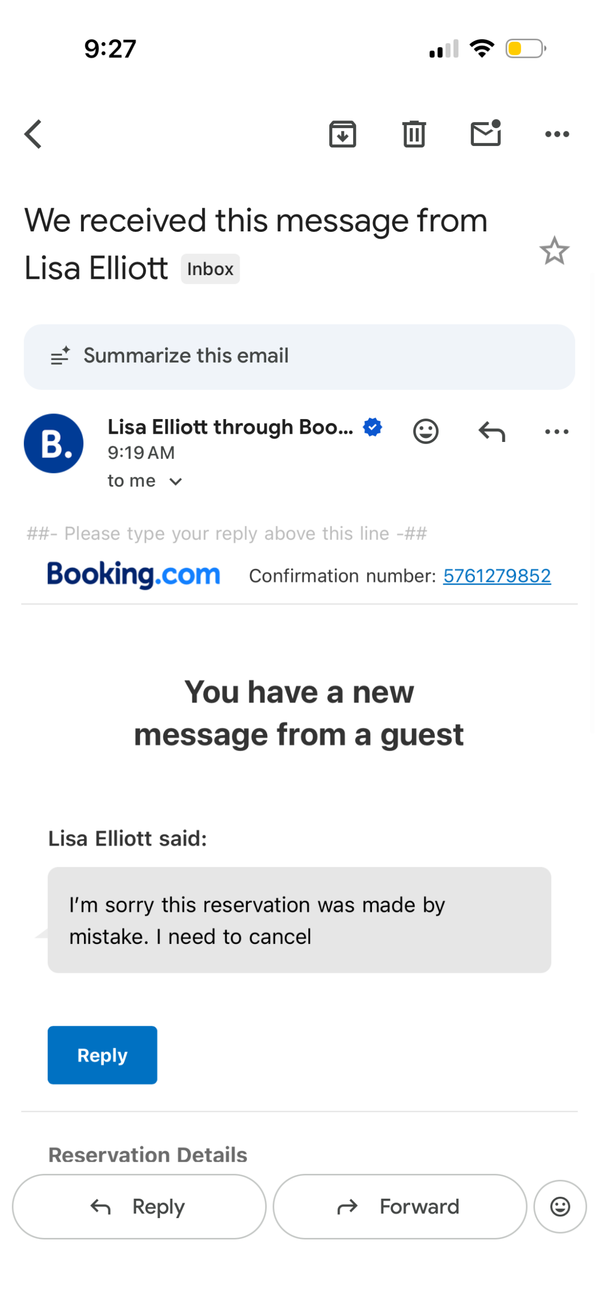 Guest stares wants to cancel